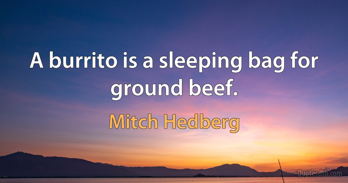 A burrito is a sleeping bag for ground beef. (Mitch Hedberg)