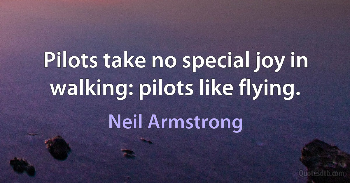 Pilots take no special joy in walking: pilots like flying. (Neil Armstrong)