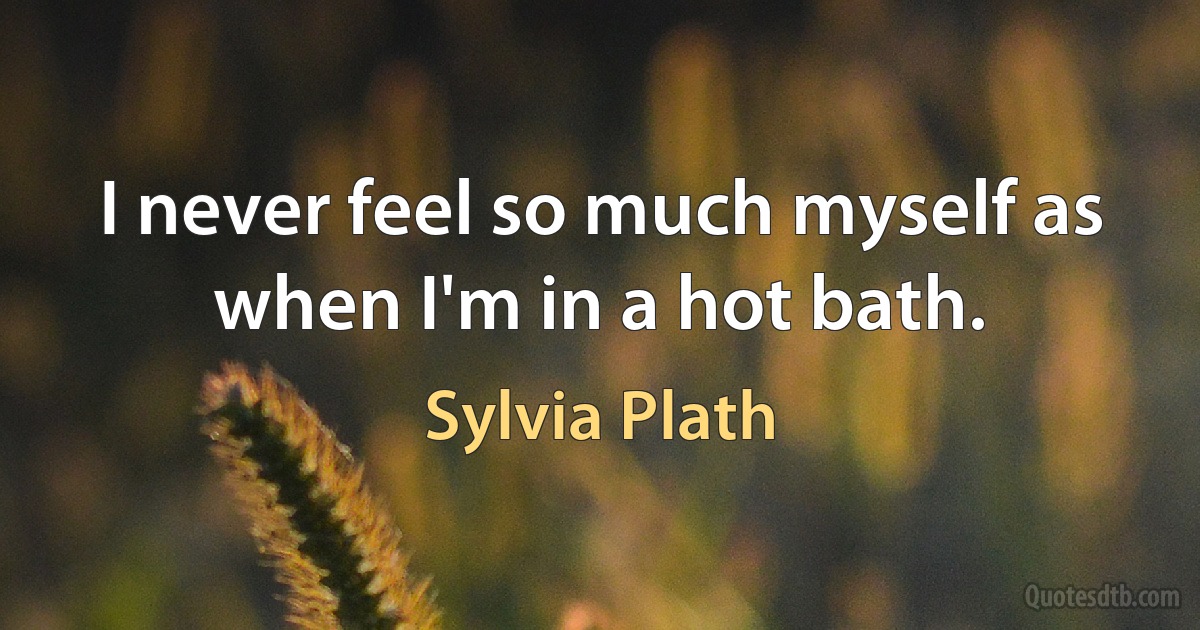 I never feel so much myself as when I'm in a hot bath. (Sylvia Plath)