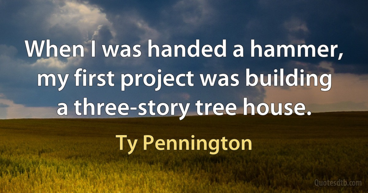 When I was handed a hammer, my first project was building a three-story tree house. (Ty Pennington)