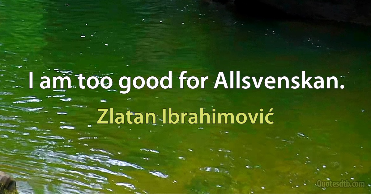 I am too good for Allsvenskan. (Zlatan Ibrahimović)