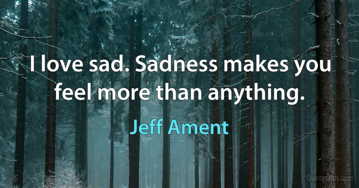 I love sad. Sadness makes you feel more than anything. (Jeff Ament)