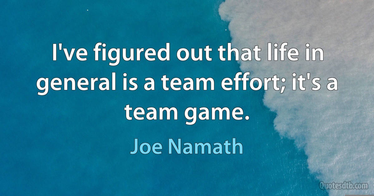 I've figured out that life in general is a team effort; it's a team game. (Joe Namath)