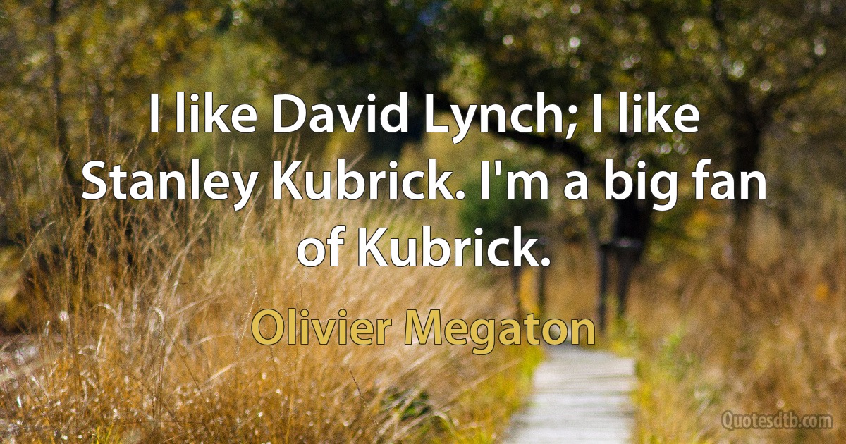 I like David Lynch; I like Stanley Kubrick. I'm a big fan of Kubrick. (Olivier Megaton)