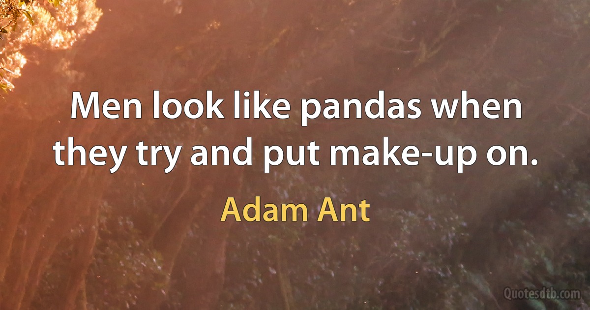 Men look like pandas when they try and put make-up on. (Adam Ant)