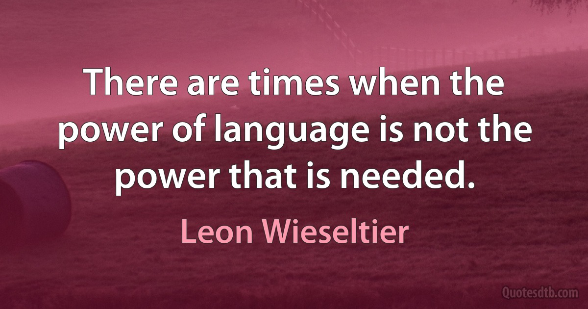 There are times when the power of language is not the power that is needed. (Leon Wieseltier)