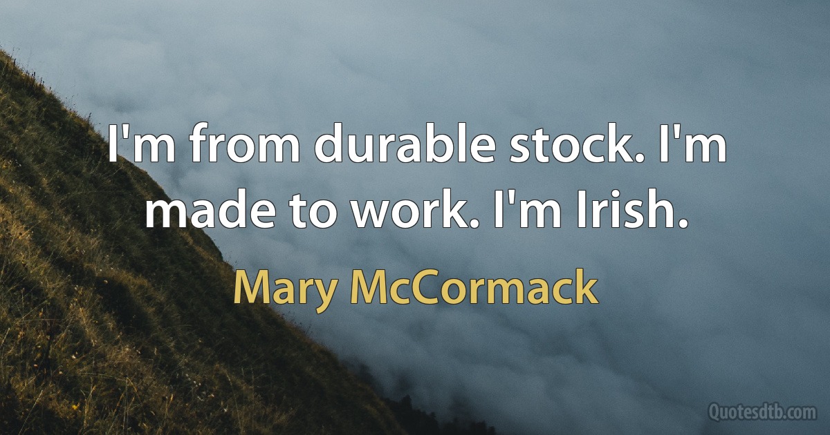 I'm from durable stock. I'm made to work. I'm Irish. (Mary McCormack)