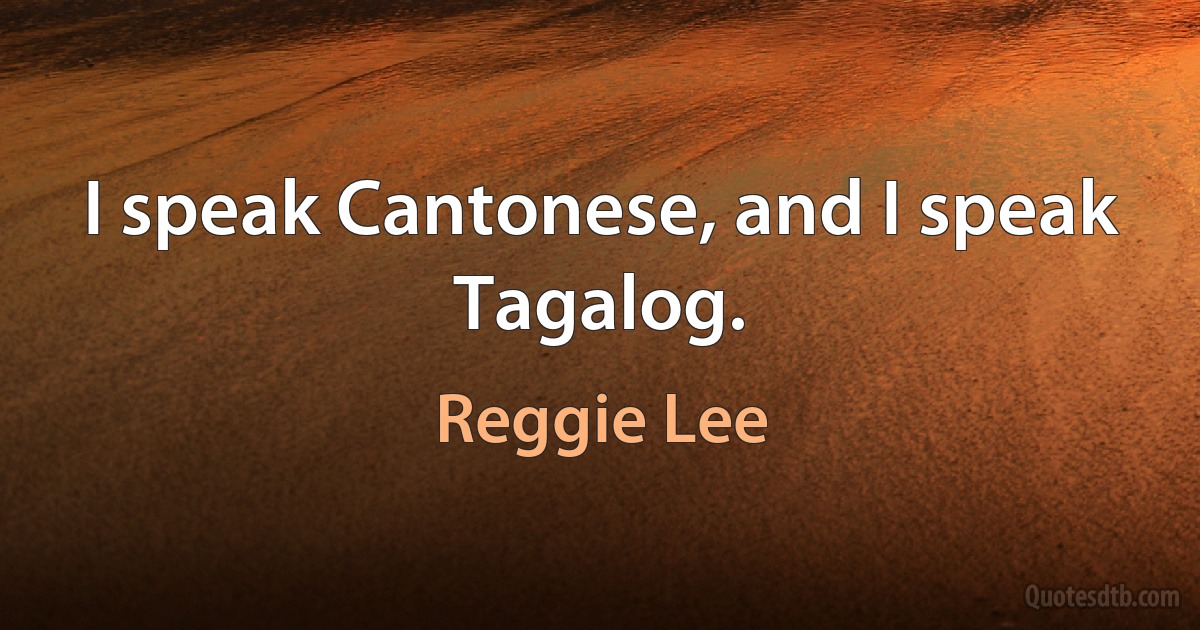 I speak Cantonese, and I speak Tagalog. (Reggie Lee)