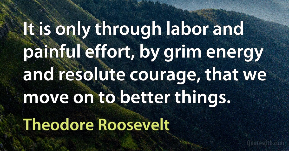 It is only through labor and painful effort, by grim energy and resolute courage, that we move on to better things. (Theodore Roosevelt)