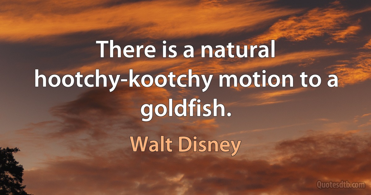 There is a natural hootchy-kootchy motion to a goldfish. (Walt Disney)