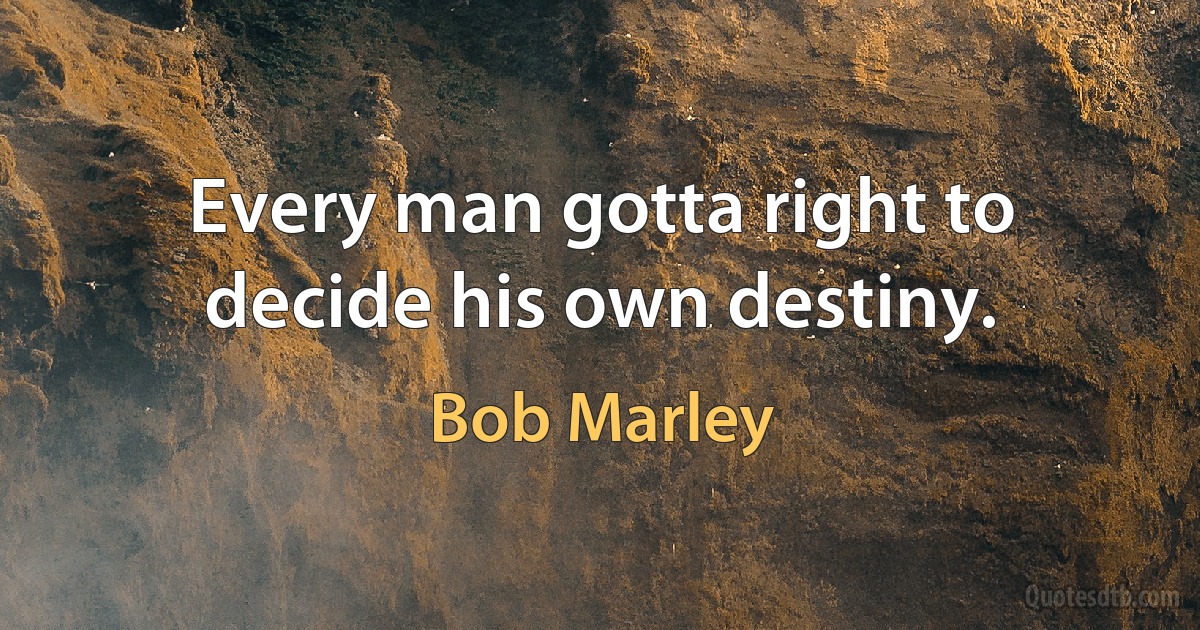 Every man gotta right to decide his own destiny. (Bob Marley)