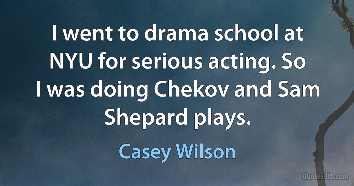 I went to drama school at NYU for serious acting. So I was doing Chekov and Sam Shepard plays. (Casey Wilson)