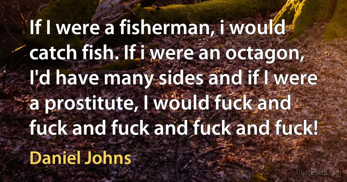 If I were a fisherman, i would catch fish. If i were an octagon, I'd have many sides and if I were a prostitute, I would fuck and fuck and fuck and fuck and fuck! (Daniel Johns)