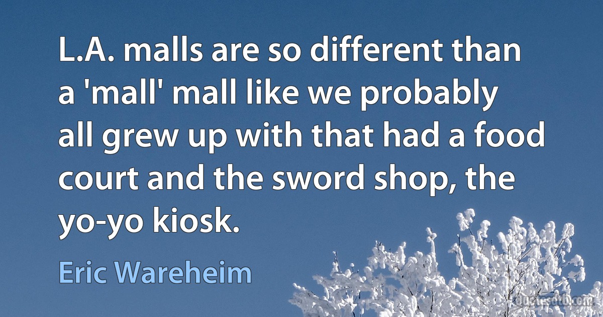 L.A. malls are so different than a 'mall' mall like we probably all grew up with that had a food court and the sword shop, the yo-yo kiosk. (Eric Wareheim)