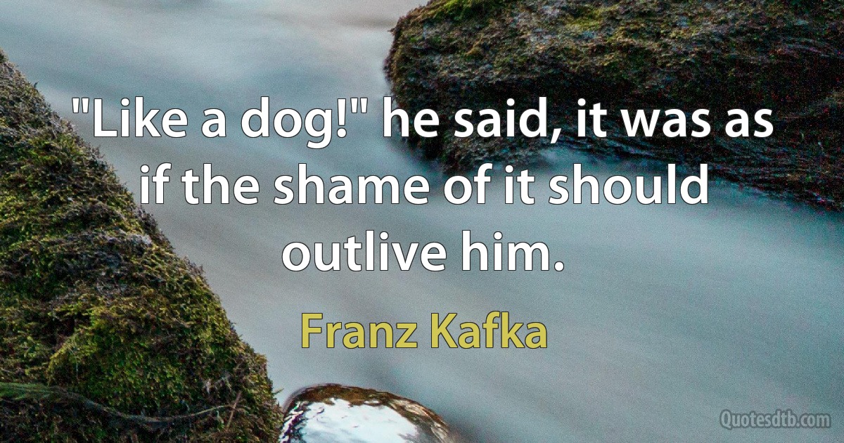 "Like a dog!" he said, it was as if the shame of it should outlive him. (Franz Kafka)