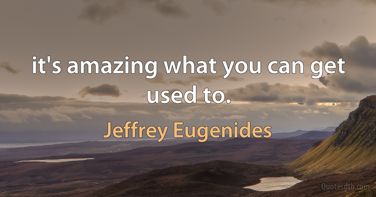 it's amazing what you can get used to. (Jeffrey Eugenides)