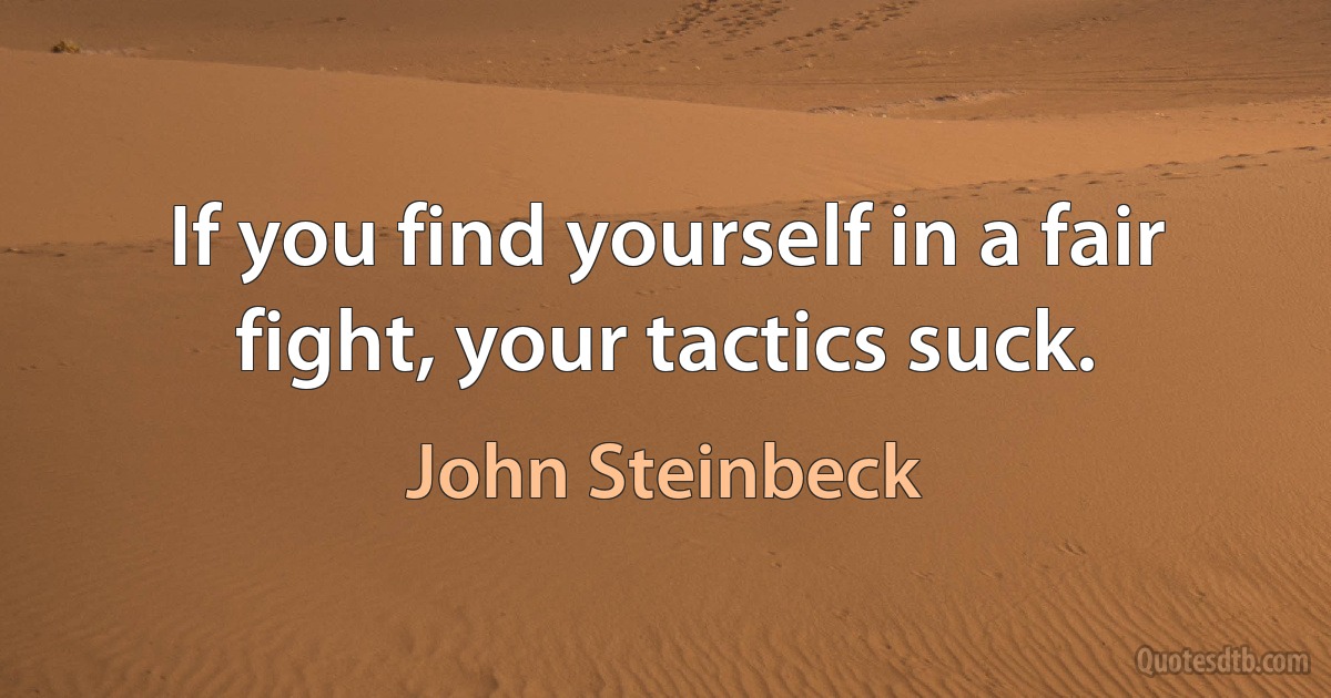 If you find yourself in a fair fight, your tactics suck. (John Steinbeck)