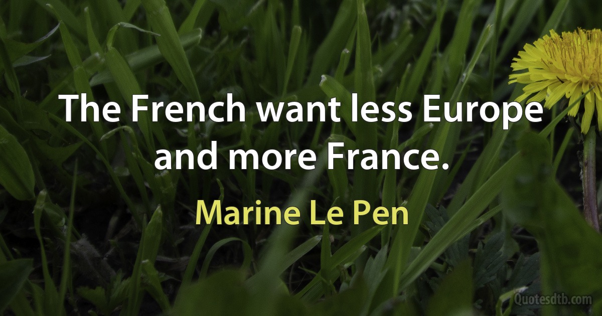 The French want less Europe and more France. (Marine Le Pen)