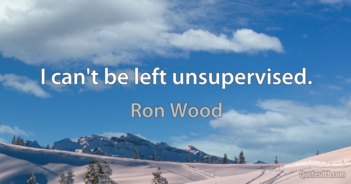 I can't be left unsupervised. (Ron Wood)