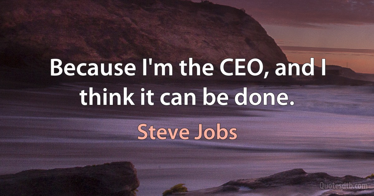 Because I'm the CEO, and I think it can be done. (Steve Jobs)