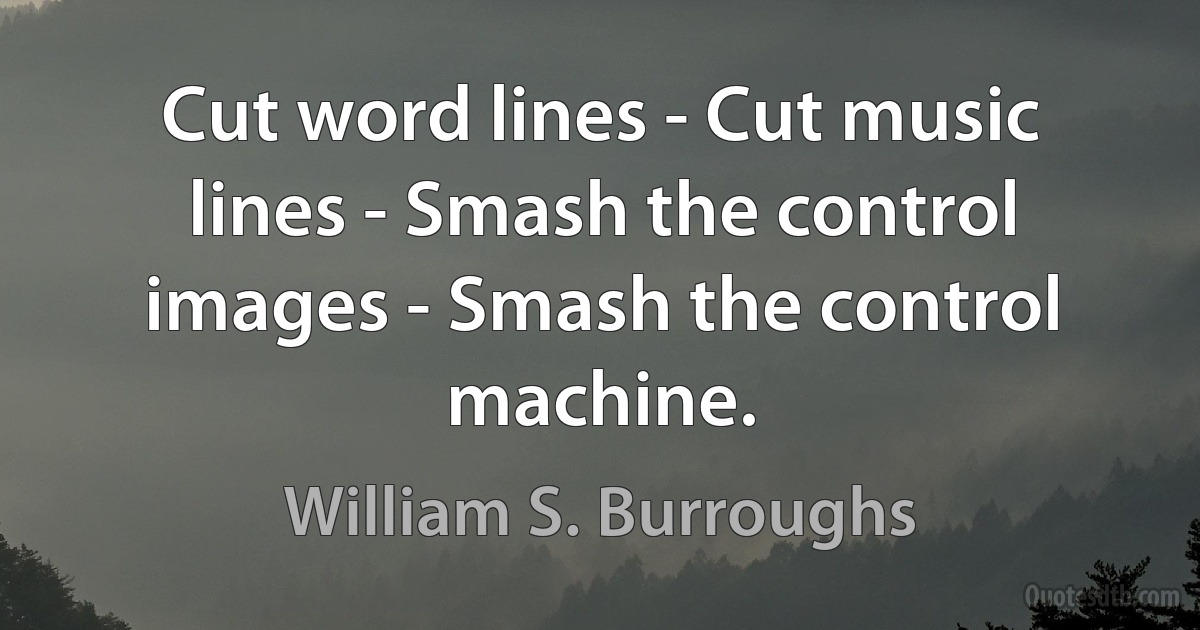 Cut word lines - Cut music lines - Smash the control images - Smash the control machine. (William S. Burroughs)