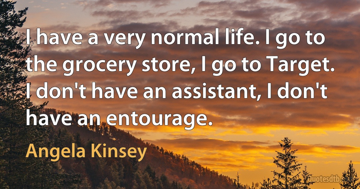 I have a very normal life. I go to the grocery store, I go to Target. I don't have an assistant, I don't have an entourage. (Angela Kinsey)