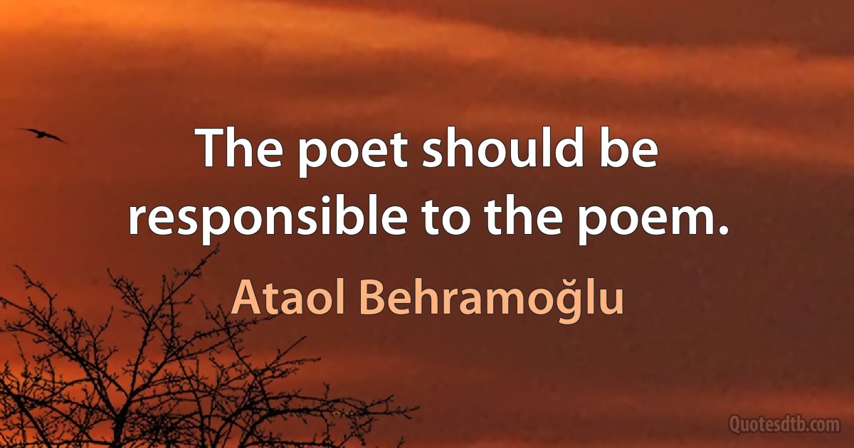 The poet should be responsible to the poem. (Ataol Behramoğlu)