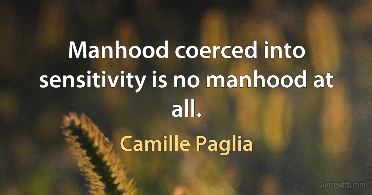 Manhood coerced into sensitivity is no manhood at all. (Camille Paglia)