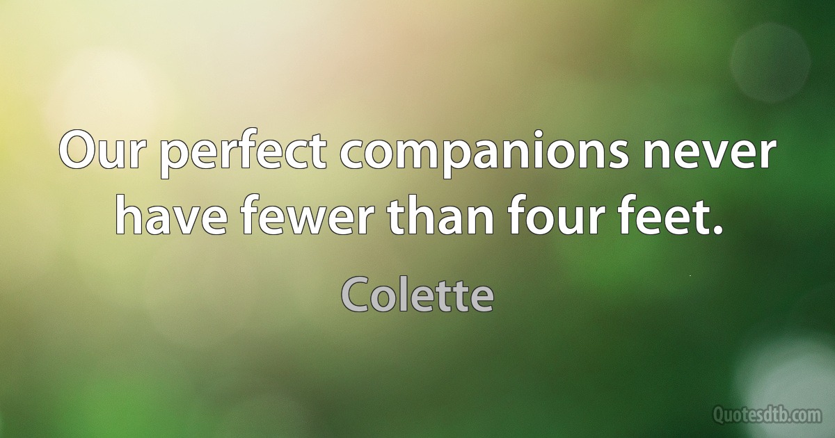 Our perfect companions never have fewer than four feet. (Colette)