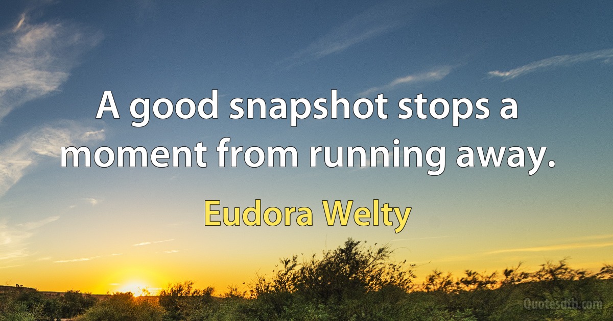 A good snapshot stops a moment from running away. (Eudora Welty)