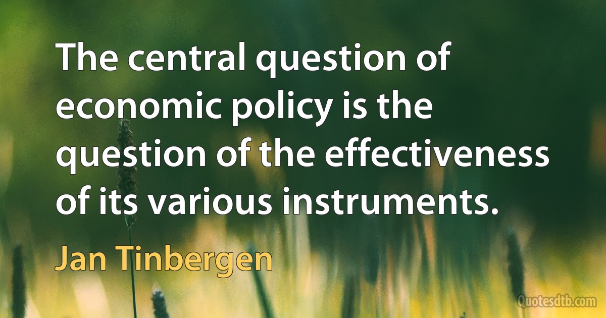 The central question of economic policy is the question of the effectiveness of its various instruments. (Jan Tinbergen)