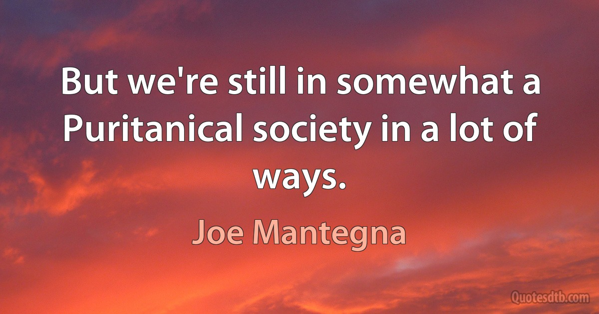 But we're still in somewhat a Puritanical society in a lot of ways. (Joe Mantegna)