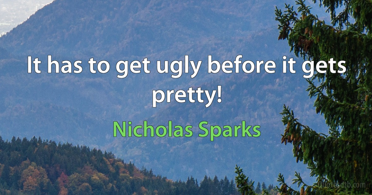 It has to get ugly before it gets pretty! (Nicholas Sparks)