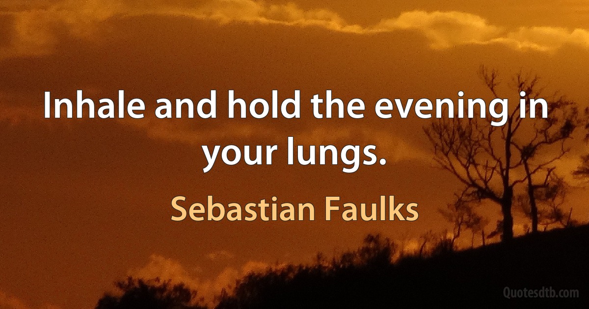 Inhale and hold the evening in your lungs. (Sebastian Faulks)