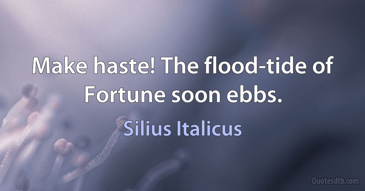 Make haste! The flood-tide of Fortune soon ebbs. (Silius Italicus)