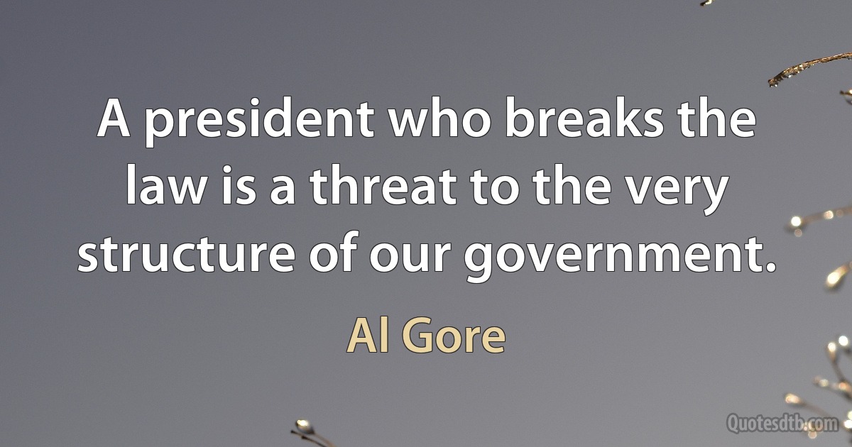 A president who breaks the law is a threat to the very structure of our government. (Al Gore)