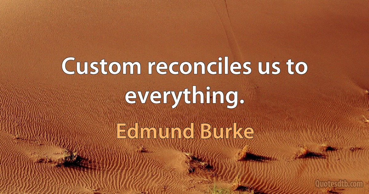 Custom reconciles us to everything. (Edmund Burke)