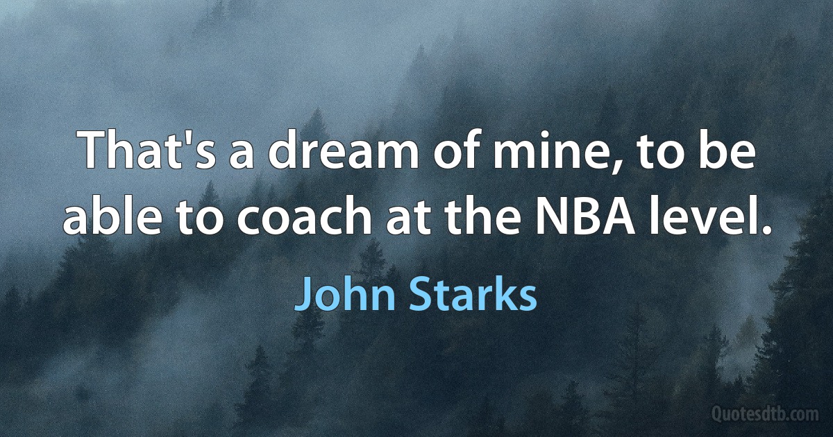 That's a dream of mine, to be able to coach at the NBA level. (John Starks)