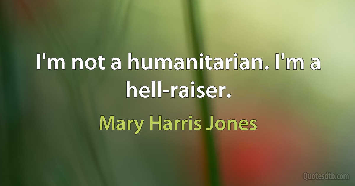 I'm not a humanitarian. I'm a hell-raiser. (Mary Harris Jones)