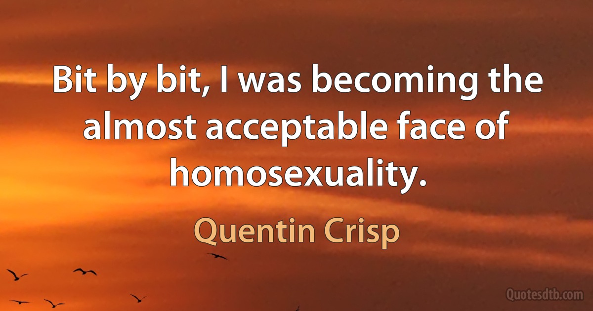 Bit by bit, I was becoming the almost acceptable face of homosexuality. (Quentin Crisp)