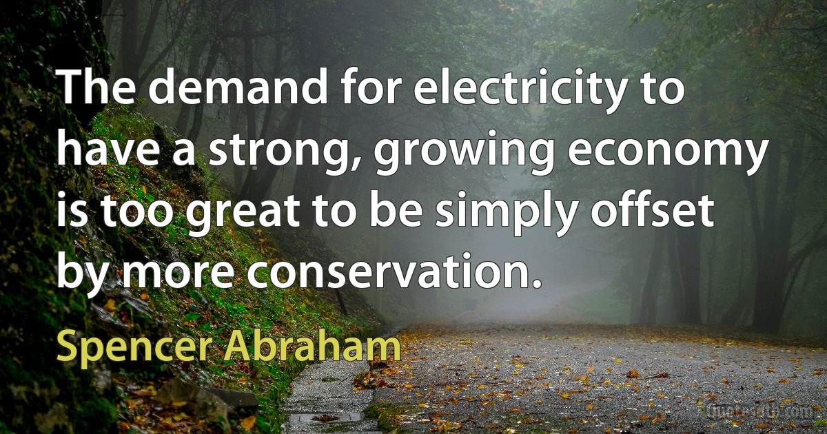 The demand for electricity to have a strong, growing economy is too great to be simply offset by more conservation. (Spencer Abraham)