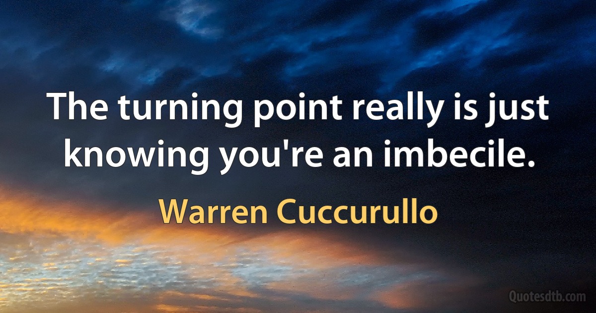 The turning point really is just knowing you're an imbecile. (Warren Cuccurullo)