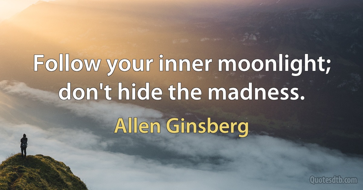 Follow your inner moonlight; don't hide the madness. (Allen Ginsberg)