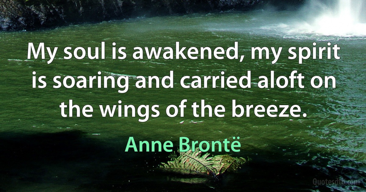 My soul is awakened, my spirit is soaring and carried aloft on the wings of the breeze. (Anne Brontë)