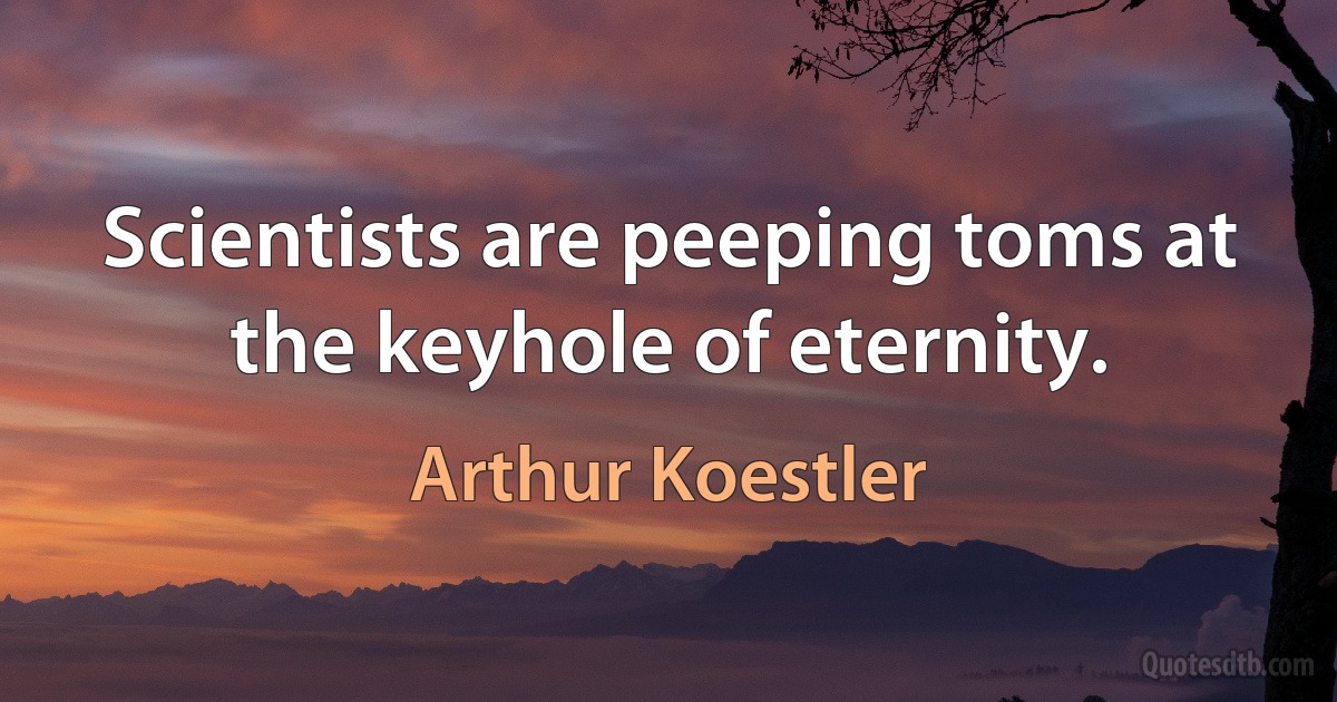 Scientists are peeping toms at the keyhole of eternity. (Arthur Koestler)