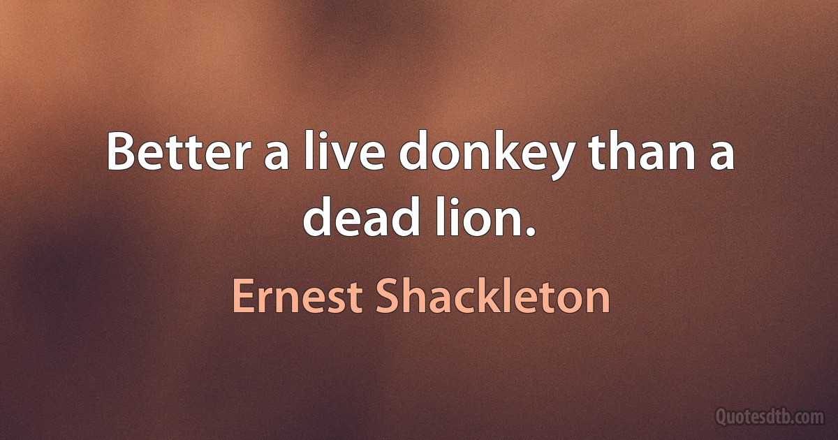 Better a live donkey than a dead lion. (Ernest Shackleton)