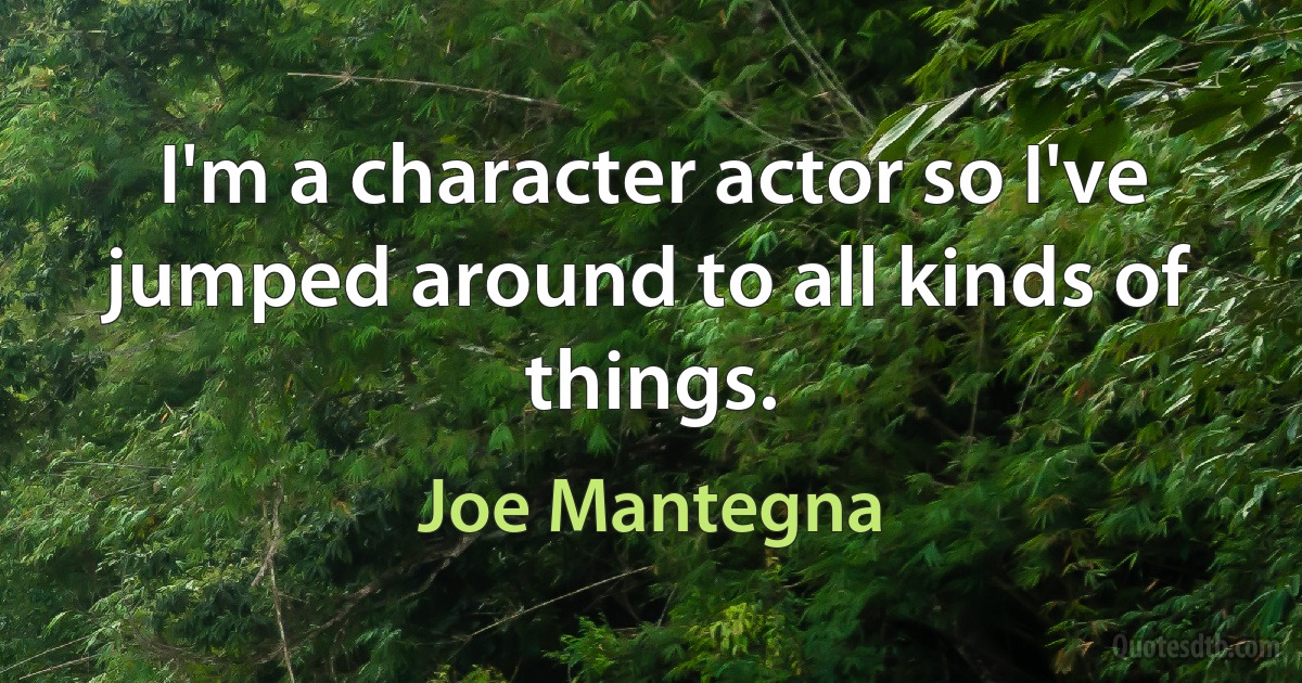 I'm a character actor so I've jumped around to all kinds of things. (Joe Mantegna)