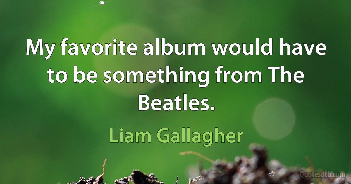 My favorite album would have to be something from The Beatles. (Liam Gallagher)