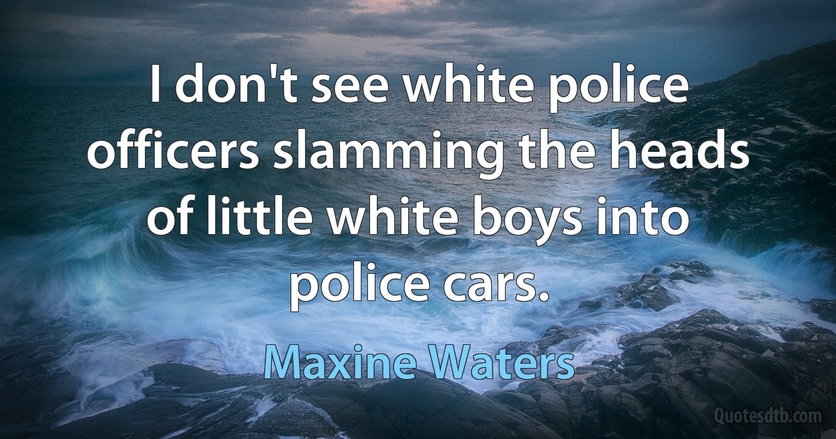 I don't see white police officers slamming the heads of little white boys into police cars. (Maxine Waters)