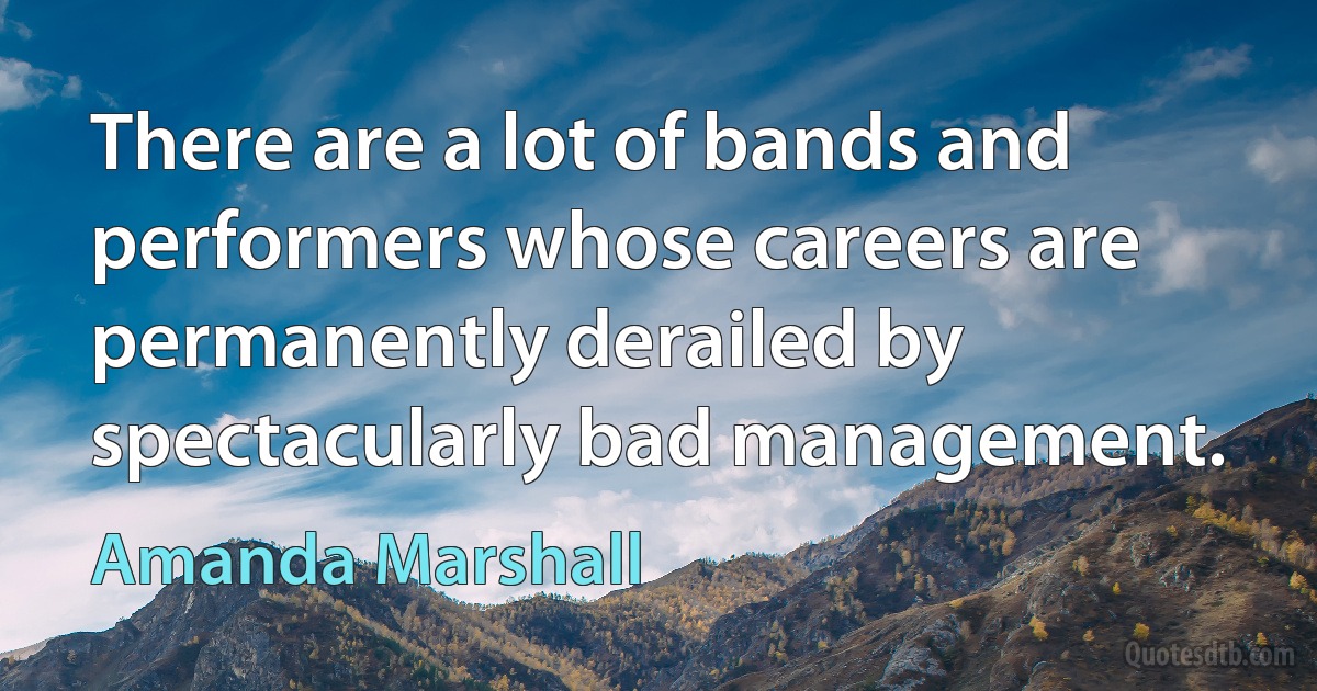 There are a lot of bands and performers whose careers are permanently derailed by spectacularly bad management. (Amanda Marshall)